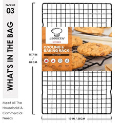 YICKYUE - 3PCS Black Carbon Steel Baking Cooling Rack for Cakes Bread Cookies -Non-Stick Durable Cooling Grids Multi-Purpose Kitchen Tool