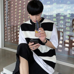 HEARUJOY - Waistcoat Sleeveless Long Sweater Man V Neck Knit Vests for Men Korean Popular Clothes Cheap Knitwear Cashmere Elegant Smooth