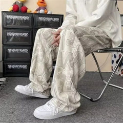 HEARUJOY - Trousers Man Sports Pants Printing Graphic Fashion Clearance Sale Casual Cool Essential Trend Retro Sweatpants for Men Straight