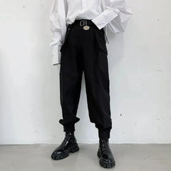 Hearujoy Summer Black Personality Design Three-dimensional Pocket Overalls Men All-match Casual Trousers Mens Clothing Pants Hombre Y2K