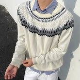 HEARUJOY - New American Vintage Men Sweater Trendy Twisted Flower Knit Solid Color Long Sleeve Pullover High Quality Skin-friendly Knitwear