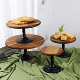 YICKYUE - Wooden Tall Tray Dessert Table Dry Fruit Plate Afternoon Tea Snack Cake Plate Display Stand