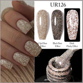 YICKYUE - 7.5ml Champagne Silver Reflective Glitter Gel Nail Polish Laser Sparkling Hybird Soak Off Nail Art UV LED Varnishes