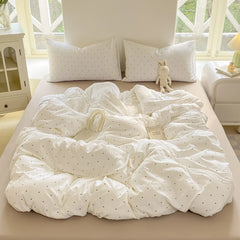 YICKYUE - Minimalist Polka Dot Style Bedding Set Duvet Cover Set Four Piece Bedding Set Bed Sheet Fully Enclosed for Home