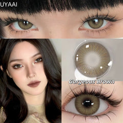 YICKYUE - 2pcs/pair Yearly Colored Contact Lenses Natural Green Lens Fashion Pupils Beauty gray Contact Lenses for Eyes
