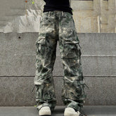 Hearujoy Contrast Color Pockets Camouflage Baggy Cargo Pants Men and Women Patchwork Loose Oversized Overalls Ropa Hombre Trousers