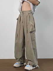 YICKYUE - American Workwear Pants Men Summer New Thin Trendy Loose Straight Casual
