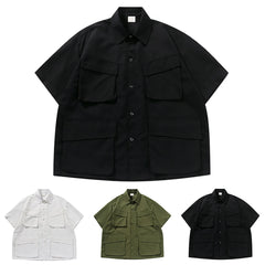 HEARUJOY - Men'S Vintage Cargo Shirt With Pocket Short Sleeves Regular Fit Men'S Plaid Shirt