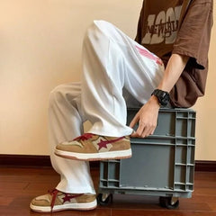 HEARUJOY - Men's Sweatpants Trousers Draped Clearance Sale Autumn Winter Elegant Retro Korean Y2k Cool Graphic Male Sports Pants Printing