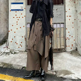 HEARUJOY - Genderless Trendy Skirt Gothic Dark Style Loose Hakama Pants Wide Leg Pants Large Size Design Samurai Pants Men Clothing