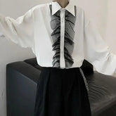 Hearujoy 2024 New Spring Fashion Dark Style Personality Lace Decoration Temperament Youth Men's Loose Casual Long-sleeved Shirt