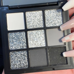 YICKYUE - Smoked Eye Shadow Tray, 9 Color True Black Dark Grey Smoked Gothic Makeup Tray, 9 Color Soft Matte Flash High Pigment Basic
