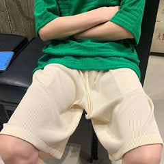 HEARUJOY - With Pockets Man Short Pants Baggy Wide Loose Shorts for Men Drawstring Xl Casual Xxl Hot Deals Korean Style Clothing Elastic