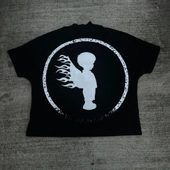 Hearujoy Hip Hop retro men Y2k streetwear letter print short sleeve top Fashion trend American High Street Harajuku oversized T-shirt