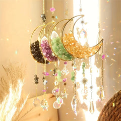 YICKYUE - 1pc Amethyst Moon Crystal Prism Daylight Catcher - Half-moon-shaped Window Pendant - Rainbow Daylight Catcher, for Home and Gard