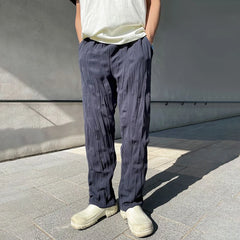 Hearujoy Mens Casual Pleated Straight Pants Genderless 2024 Summer New Arrival Fashion Personalized Solid Color Versatile Pants Unisex