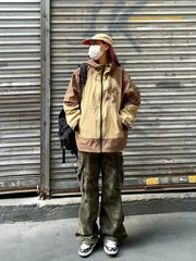 Hearujoy New Spring and Fall Jacket Waterproof Punching Jacket Fashionable Wild Loose Zipper Hooded Jacket Long-sleeved Men Clothing