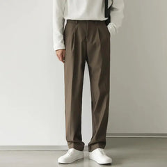 HEARUJOY - New Casual Suit Pants Men's Net Version Straight Loose Trousers Trendy Brand