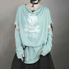 Hearujoy 2024 Fashion Vintage Graphic Tshirts Contrast Aesthetic Y2k Tops Men's Detachable Long Sleeve Harajuku Streetwear Tee Shirts