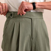 HEARUJOY - Pure Cotton Casual Pant Men Double Pleated High Waisted Breathable Trousers Business Casual Formal Pants Men Social Trousers