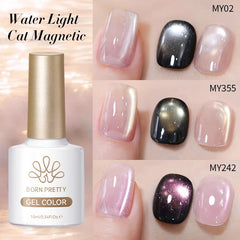 YICKYUE - 10ml Gold Water Light Cat Magnetic Gel Polish Spaking Glitter Crystal Black Soak Off UV LED Varnish Manicure