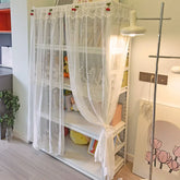 YICKYUE - Girlish Heart Lace Embroidery Dust Curtains Suitable for Bedroom Bookshelves Non Perforated Self Adhesive Decorative Curtains