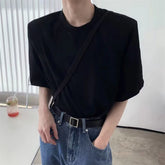 Hearujoy Summer Y2k Solid T-shirt Mens Fashion Shoulder Pads Detachable T shirts Short-sleeved Tops Pullover LGBT Unisex Streetwear Tees