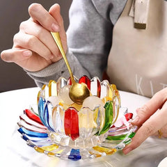 YICKYUE - European Style Light Luxury Dish with Petals Hand-painted Colorful Ice Cream Dessert Bowl Glass Cup Milk Oat Breakfast Dish Set