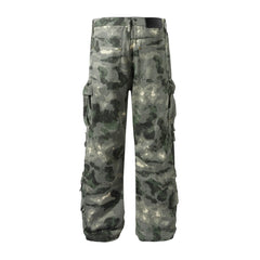 Hearujoy Contrast Color Pockets Camouflage Baggy Cargo Pants Men and Women Patchwork Loose Oversized Overalls Ropa Hombre Trousers