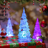 YICKYUE - 4Pcs Colorful LED Christmas Trees 12Cm Acrylic Miniatures Painted Xmas Table Decorative Lights Home Party Decoration