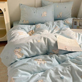 YICKYUE - New Pure Cotton Cute Printed Bedding Sets Cartoon Nude Sleeping Skin Friendly Comforter Set Adult Bedsheet Kit for All Seasons