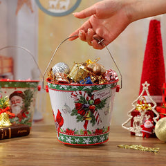 YICKYUE - 6pcs Christmas Handheld Buckets Candy Box Santa Snowman Christmas Patterns Tin Box Cookies Container Organizer Xmas Decor Gifts