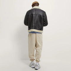 Hearujoy Men Retro Functional Plus Velvet Warm Imitation Leather Jacket Autumn Winter Genderless Casual Simple Comfort Jacket Unisex