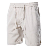 Hearujoy Cotton Linen Men's Shorts Solid Color Breathable Casual Gym Shorts Men Summer Beach Fashion Shorts for Men