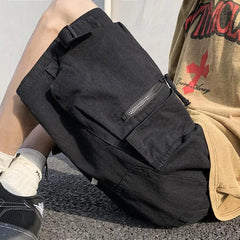 HEARUJOY - Summer Work Shorts Men's High Street Fashionable Casual Straight Pants Japanese Loose Multi-pocket Sports Pockets Pants