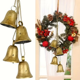 YICKYUE - 4pcs Vintage Golden Bell Set Rustic Farmhouse Christmas Decorations with Hanging Bells for Tree Wreaths Windows Doors Home Decor