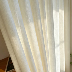YICKYUE - Cream Linen Semi Sheer Cabinet Curtains, Rod Pocket Ruffled Top Cupboard Shelf Cover Valance for Kitchen Home Decor