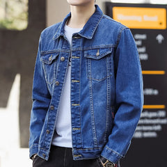 HEARUJOY - Spring and Autumn Men's New Spliced Turn-down Colla Button Pocket Fashion Solid Color Loose Comfortable Long Sleeve Jackets