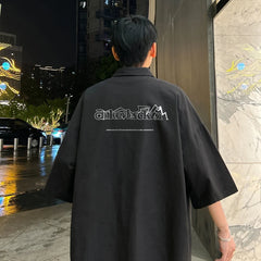 YICKYUE - Men's Oversized Shirts 5XL Letter Print Mens Blouse White Fashion Oversize Shirt Casual Wear Summer for Men New Clothing