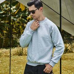 HEARUJOY - Men New Hoodies O Neck Sweatshirts Pullover Solid Sweatshirt Loose Sweatshirt Sports Casual 2025 Spring Spliced Slight Strech