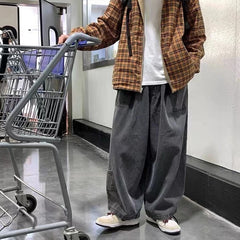 Hearujoy 2024 Streetwear multi-pocket jeans cargo pantsLoose Plus Size Wide Leg Pants Japanese Harajuku Casual Denim Pants Men Clothing