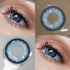 YICKYUE - Bright Blue Soft Myopia Prescription Colored Contact Lenses 6 Months Disposable Daily Outfit Cosmetic Eyes Contacts