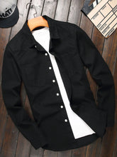 HEARUJOY - Men's Spring/Autumn Retro Black Denim Jacket, a street-style classic piece, versatile with a vintage rugged vibe