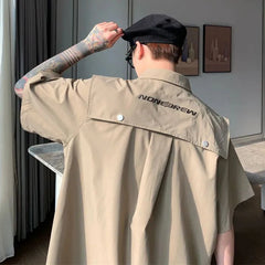 Hearujoy New Trend Zipper Deconstructed Shawl Design Overalls Men Shirt 2024 Street Niche Solid Pocket Male Y2k Tops Camisa Para Hombre