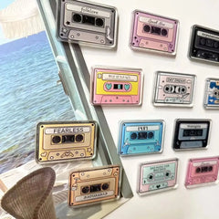 YICKYUE - 6Pcs Acrylic Mini Tape Radio Refrigerator Home Decoration Photo Message Magnet Fixed.