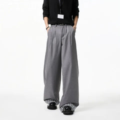 HEARUJOY - Grey Suit Pants Men Oversized Society Mens Black Dress Pants Korean Casual Loose Wide Leg Pants Mens Office Formal Trousers