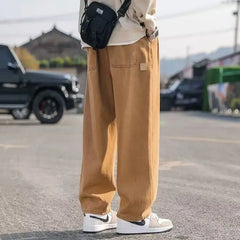 HEARUJOY - American high street workwear men spring and autumn new thin retro casual loose straight pants