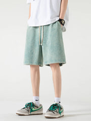 Hearujoy 2024 New Distressed Summer Shorts Men 320G Heavy Cotton Drawstring Harajuku Loose Sweatshorts Male Casual Short Pant Streetwear