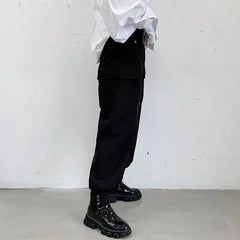 Hearujoy Summer Black Personality Design Three-dimensional Pocket Overalls Men All-match Casual Trousers Mens Clothing Pants Hombre Y2K