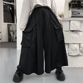 HEARUJOY - XS-5XL Gothic Culottes Dark Workwear Big Pocket Samurai Pants Hakama Genderless Streetwear Wide-Leg Pant Men'S Clothing 2025 New